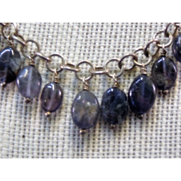 925 S/S Labradorite drops wire wrapped choker rolo chain & toggle clasp. - Picture 4 of 4